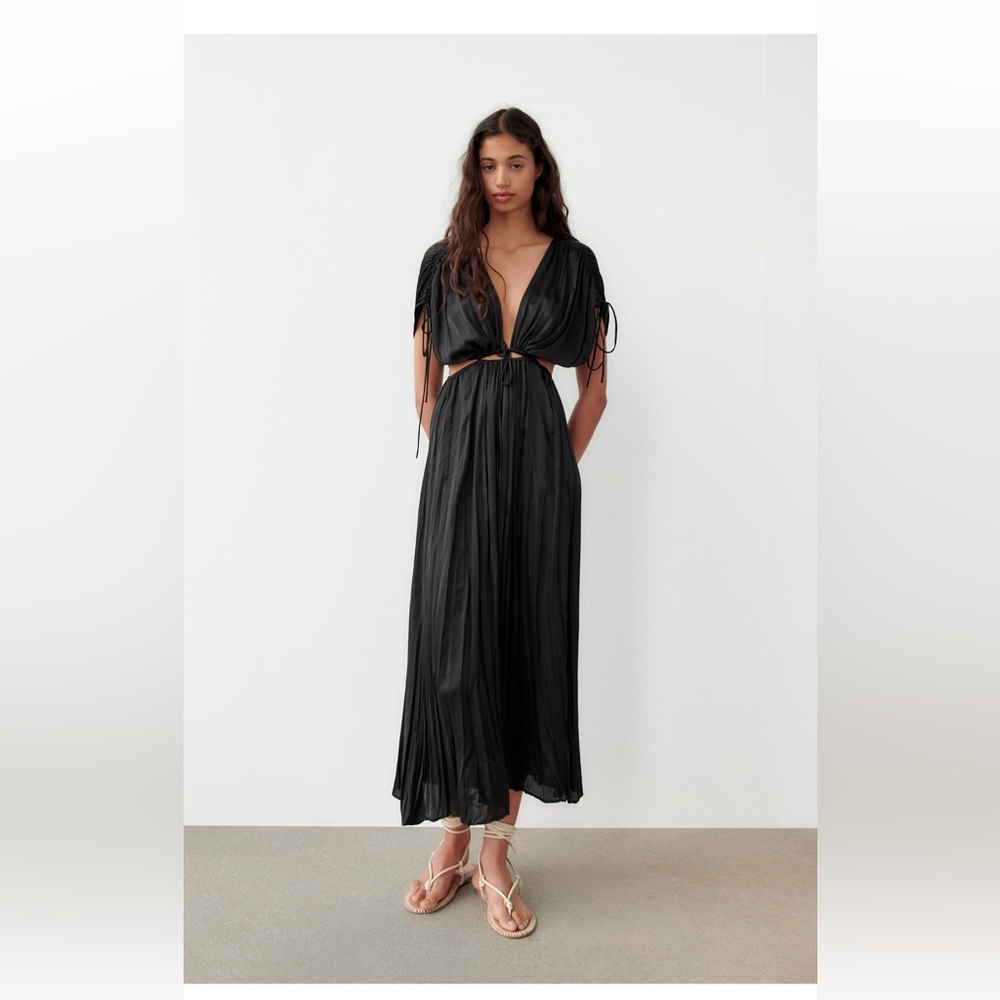 Zara wrinkle effect cut out dress